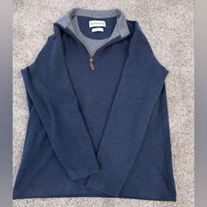 Mizzen+Main Men's Navy Blue Quarter-Zip Sweater with Heather Gray Collar